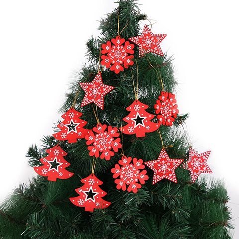 10Pcs 5cm Wooden Christmas Tree Hanging Pendants Chirstmas Ornament DIY Wooden Hanging Pendants Kids Toys Holiday Hanging Decor