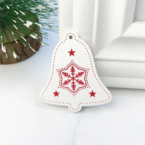 10Pcs 5cm Wooden Christmas Tree Hanging Pendants Chirstmas Ornament DIY Wooden Hanging Pendants Kids Toys Holiday Hanging Decor