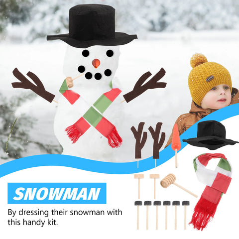 1Set Christmas Snowman Prop Decoration DIY Dress-Up Kit Reusable Snowman Making Accessories Festive Outdoor Activities