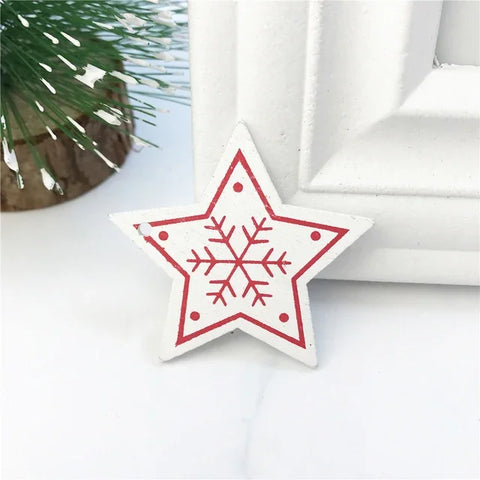 10Pcs 5cm Wooden Christmas Tree Hanging Pendants Chirstmas Ornament DIY Wooden Hanging Pendants Kids Toys Holiday Hanging Decor