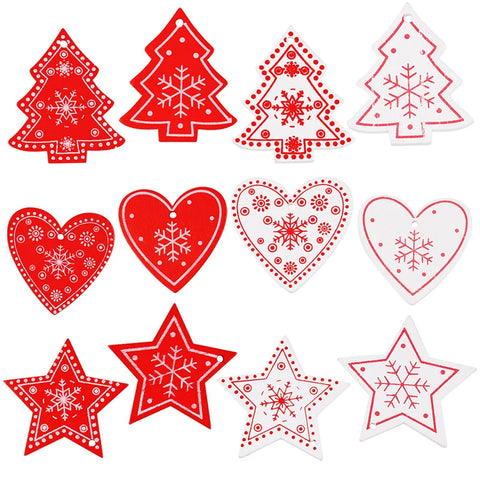 10Pcs 5cm Wooden Christmas Tree Hanging Pendants Chirstmas Ornament DIY Wooden Hanging Pendants Kids Toys Holiday Hanging Decor