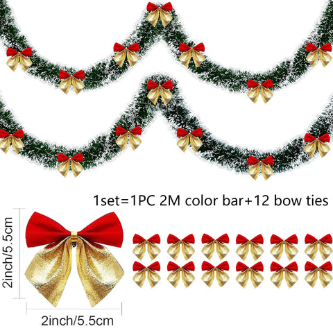1/3sets 2M Christmas Snowflake Tinsel Garland Xmas Tree Hanging Decoration,for Christmas Themed Party DIY Decoration Supplies