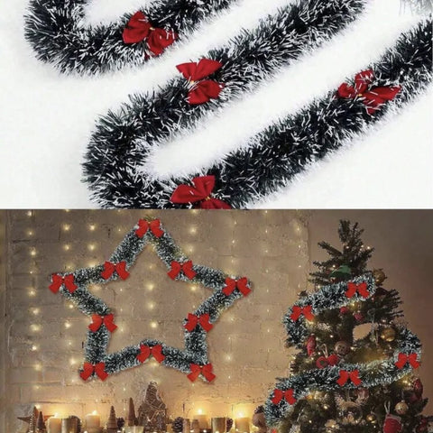 1/3sets 2M Christmas Snowflake Tinsel Garland Xmas Tree Hanging Decoration,for Christmas Themed Party DIY Decoration Supplies