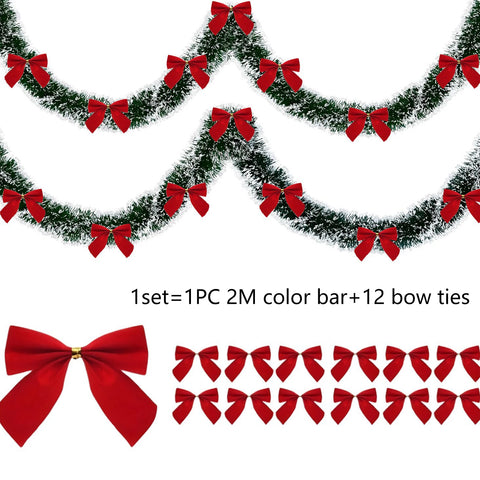 1/3sets 2M Christmas Snowflake Tinsel Garland Xmas Tree Hanging Decoration,for Christmas Themed Party DIY Decoration Supplies