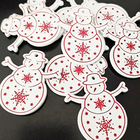 10Pcs 5cm Wooden Christmas Tree Hanging Pendants Chirstmas Ornament DIY Wooden Hanging Pendants Kids Toys Holiday Hanging Decor