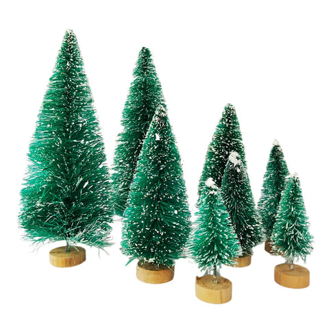 5/8pcs Mini Christmas Trees Small Artificial Christmas Tree Ornament Cedar Pine Sisal Tabletop Merry Christmas Party Decoration
