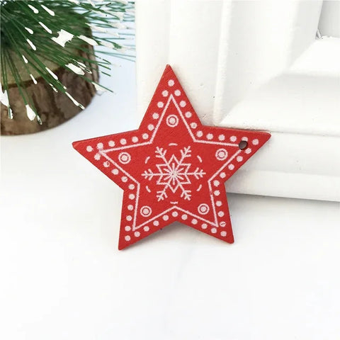 10Pcs 5cm Wooden Christmas Tree Hanging Pendants Chirstmas Ornament DIY Wooden Hanging Pendants Kids Toys Holiday Hanging Decor