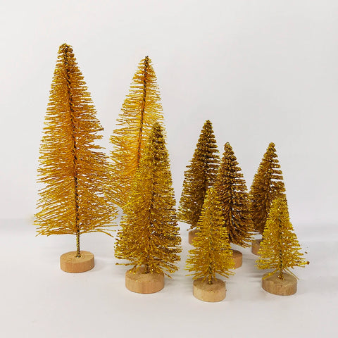 5/8pcs Mini Christmas Trees Small Artificial Christmas Tree Ornament Cedar Pine Sisal Tabletop Merry Christmas Party Decoration