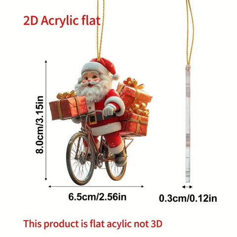 2D Christmas Santa Claus Ornament,Holiday Themed Pendant, Suitable for Cars Keychains,Ornaments for Christmas Party Decorations