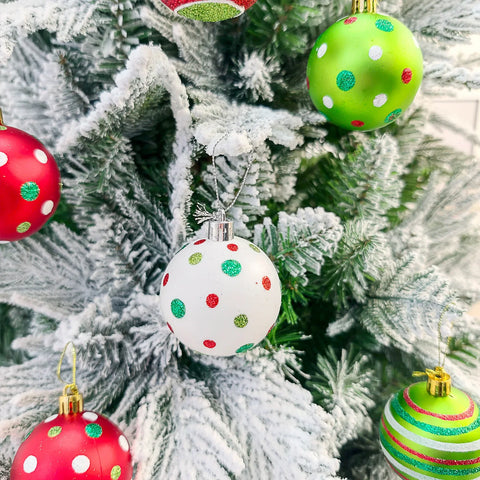12pcs Painted Christmas Ball Decorations Green Monster Xmas Tree Ornaments 60MM Hanging Xmas Ball for Christmas Party Wedding