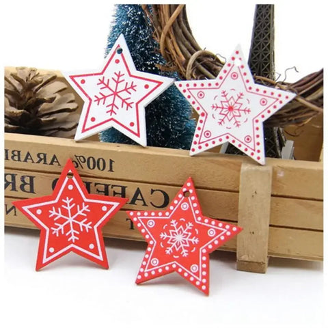 10/20/30Pcs Wooden Chirstmas Tree Hanging Decoration Christmas Ornaments Snow Elk Pendants Home Party New Year Gift Decor