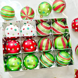12pcs Painted Christmas Ball Decorations Green Monster Xmas Tree Ornaments 60MM Hanging Xmas Ball for Christmas Party Wedding