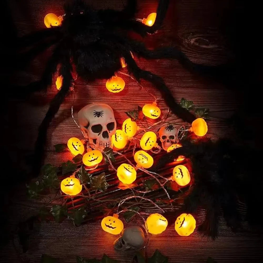 Halloween LED String Lights 10/20 Pumpkin Ghost Witch Shapes Battery Powered Fairy Lights for Indoor Outdoor Party Decorations