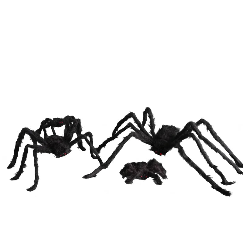 Halloween Big Plush Spider Horror Halloween Decoration Party Prop Outdoor Giant Spider Decor 30-200cm Chamber Prank Black Spider