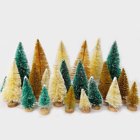 5/8pcs Mini Christmas Trees Small Artificial Christmas Tree Ornament Cedar Pine Sisal Tabletop Merry Christmas Party Decoration
