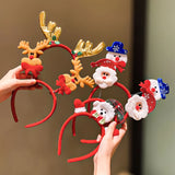 5-Pack Christmas Elements Hairband Set - Snowman Reindeer Santa Design Fashionable New Year Hair Accessories for Cute Girls
