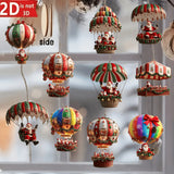 10Pcs Christmas Wooden Hot Air Balloon Santa Claus 2D Flat Wooden Pendant Christmas Tree Decoration Perfect Holiday Gift Decor