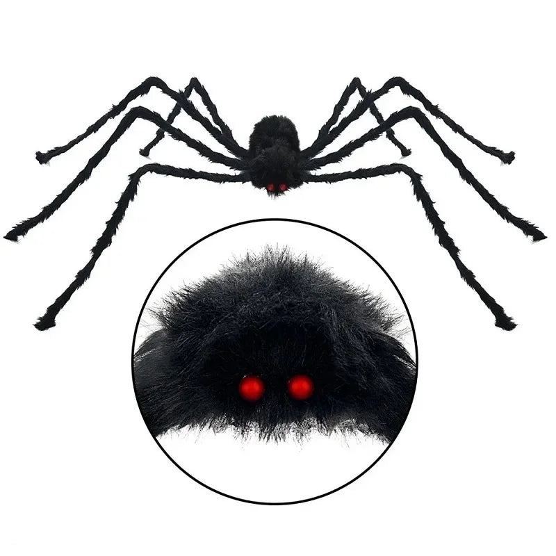 Halloween Big Plush Spider Horror Halloween Decoration Party Prop Outdoor Giant Spider Decor 30-200cm Chamber Prank Black Spider