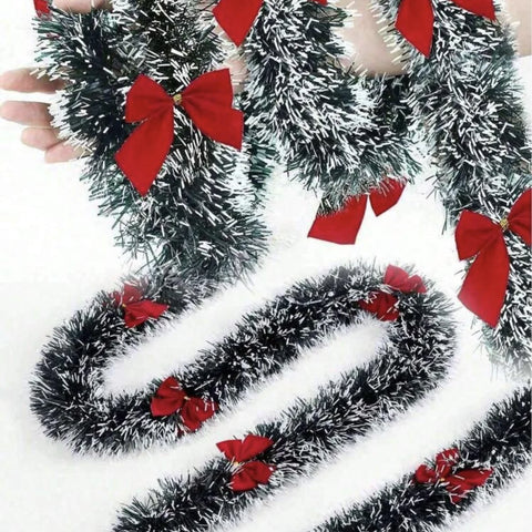 1/3sets 2M Christmas Snowflake Tinsel Garland Xmas Tree Hanging Decoration，for Christmas Themed Party DIY Decoration Supplies