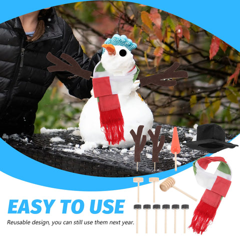 1Set Christmas Snowman Prop Decoration DIY Dress-Up Kit Reusable Snowman Making Accessories Festive Outdoor Activities