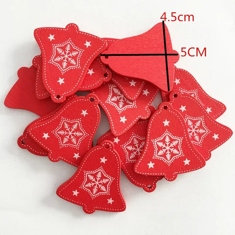 10Pcs 5cm Wooden Christmas Tree Hanging Pendants Chirstmas Ornament DIY Wooden Hanging Pendants Kids Toys Holiday Hanging Decor