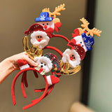 5-Pack Christmas Elements Hairband Set - Snowman Reindeer Santa Design Fashionable New Year Hair Accessories for Cute Girls