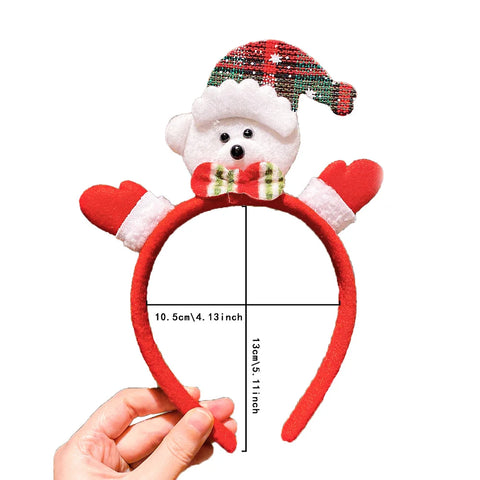 5-Pack Christmas Elements Hairband Set - Snowman Reindeer Santa Design Fashionable New Year Hair Accessories for Cute Girls