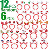 6/12PCS Random Christmas Headbands Party Favors Xmas Party Headband Favors Christmas Hat Hairpin for Holiday Classroom Supplies