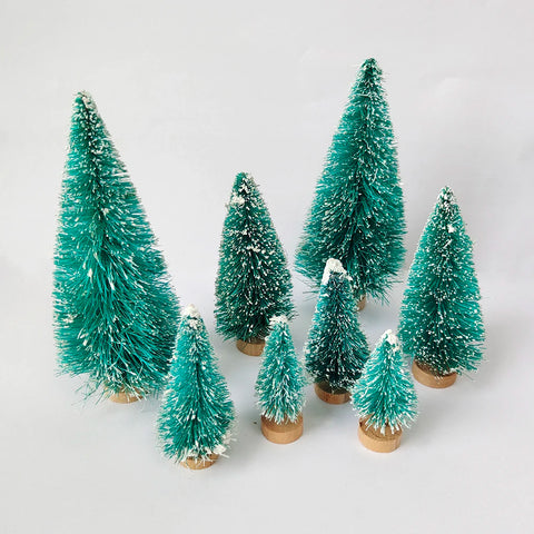 5/8pcs Mini Christmas Trees Small Artificial Christmas Tree Ornament Cedar Pine Sisal Tabletop Merry Christmas Party Decoration