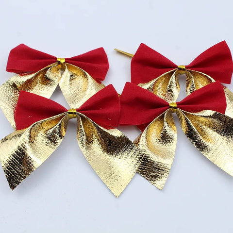 12/24/36pcs Christmas Bow Christmas Decoration For Home Gold Red Bowknot Xmas Tree Ornaments New Year 2025 Navidad Supplies