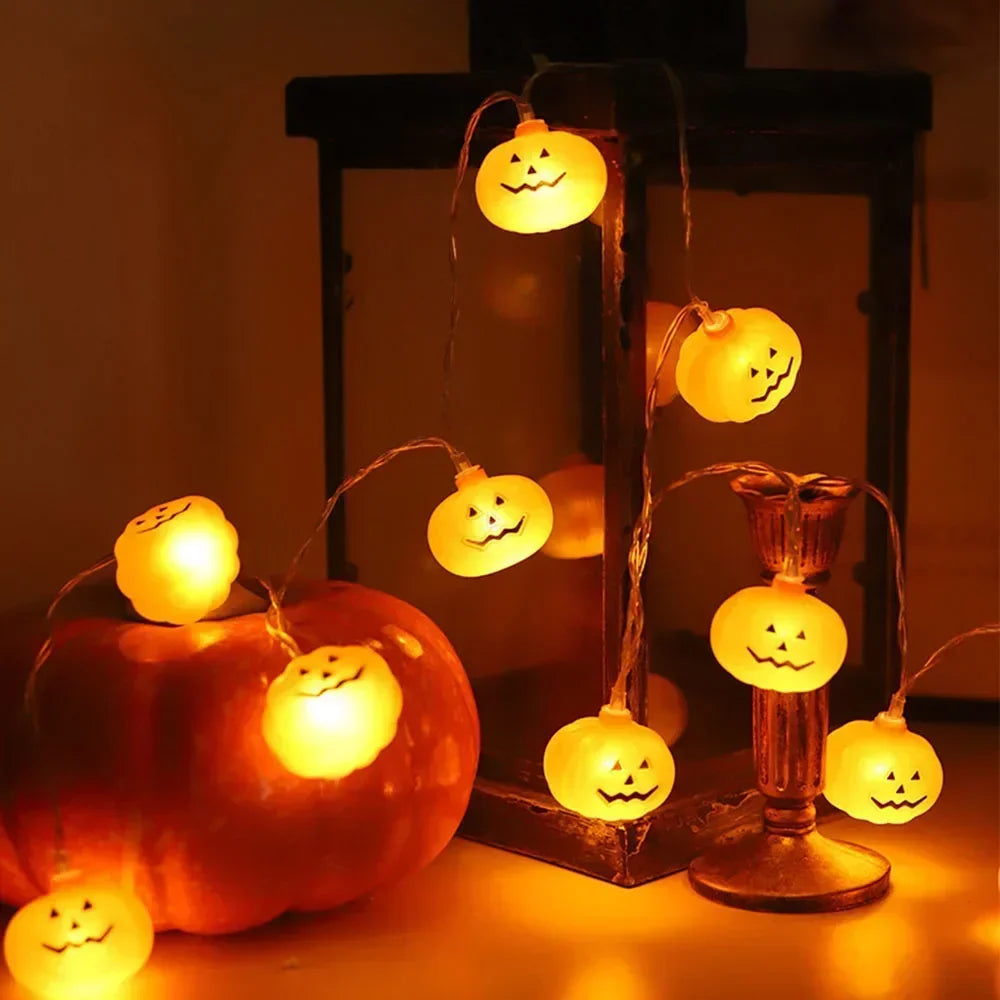 Halloween LED String Lights 10/20 Pumpkin Ghost Witch Shapes Battery Powered Fairy Lights for Indoor Outdoor Party Decorations
