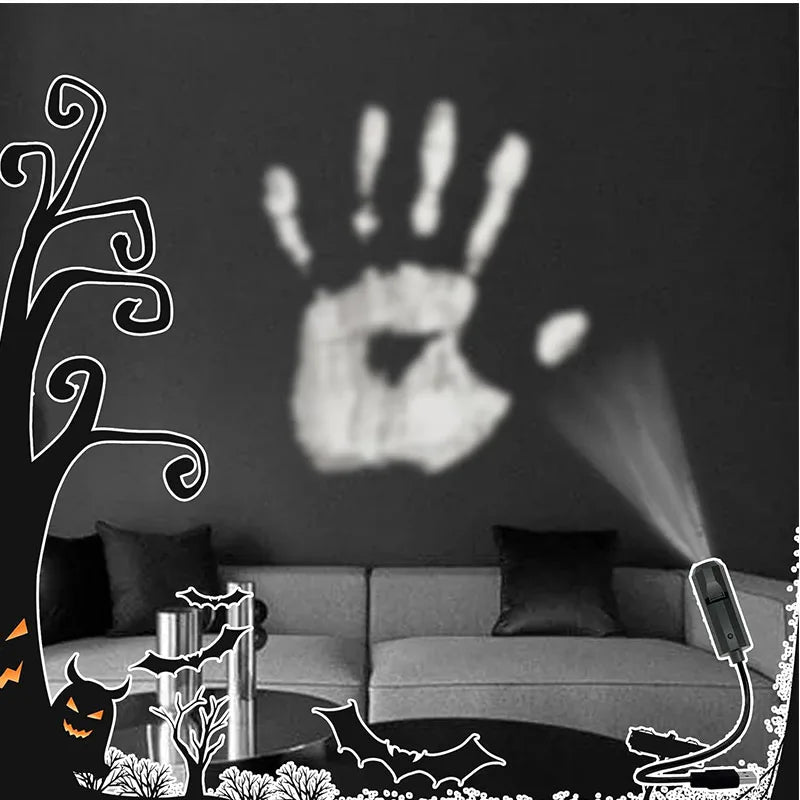 Halloween USB Projector Light Skull NightLight Ghost LED Lamp 360Degree Rotating Switchable Pattern Design Dark & Night Ambiance