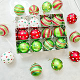 12pcs Painted Christmas Ball Decorations Green Monster Xmas Tree Ornaments 60MM Hanging Xmas Ball for Christmas Party Wedding