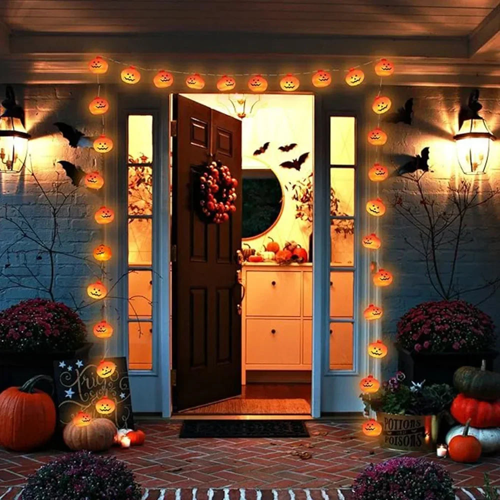 Halloween LED String Lights 10/20 Pumpkin Ghost Witch Shapes Battery Powered Fairy Lights for Indoor Outdoor Party Decorations