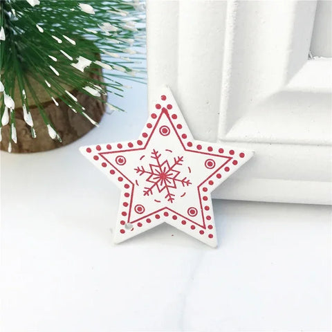 10Pcs 5cm Wooden Christmas Tree Hanging Pendants Chirstmas Ornament DIY Wooden Hanging Pendants Kids Toys Holiday Hanging Decor