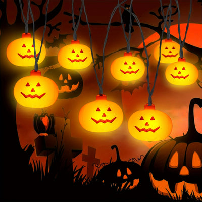 Halloween LED String Lights 10/20 Pumpkin Ghost Witch Shapes Battery Powered Fairy Lights for Indoor Outdoor Party Decorations