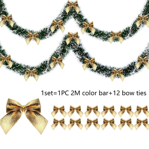 1/3sets 2M Christmas Snowflake Tinsel Garland Xmas Tree Hanging Decoration，for Christmas Themed Party DIY Decoration Supplies