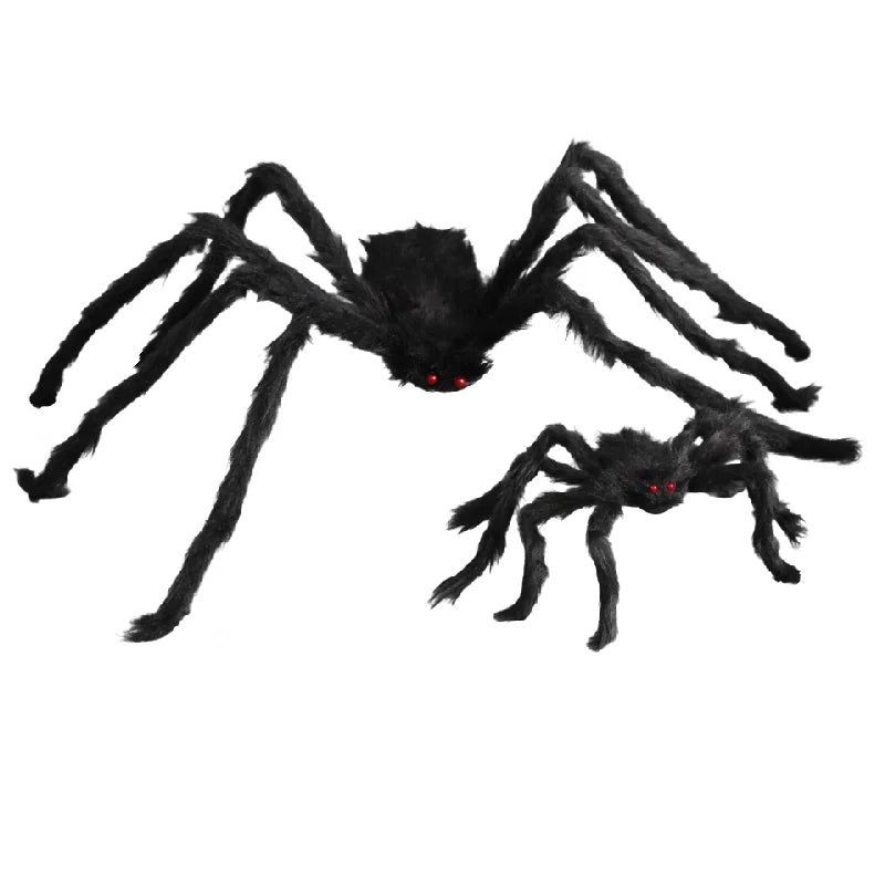 Halloween Big Plush Spider Horror Halloween Decoration Party Prop Outdoor Giant Spider Decor 30-200cm Chamber Prank Black Spider