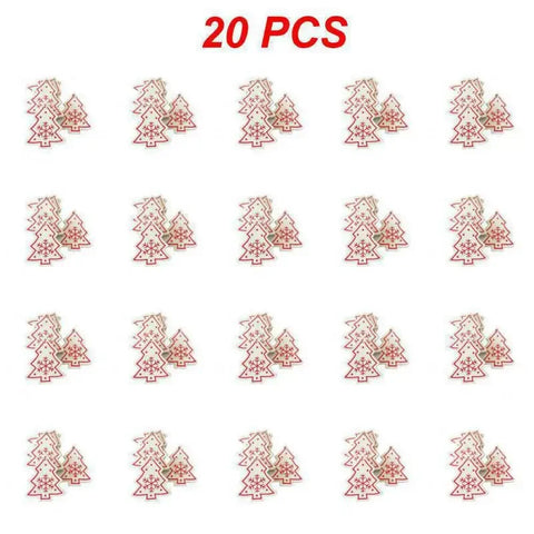 10/20/30Pcs Wooden Chirstmas Tree Hanging Decoration Christmas Ornaments Snow Elk Pendants Home Party New Year Gift Decor