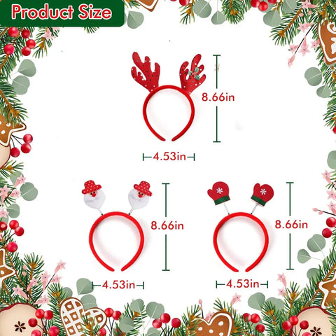 6/12PCS Random Christmas Headbands Party Favors Xmas Party Headband Favors Christmas Hat Hairpin for Holiday Classroom Supplies