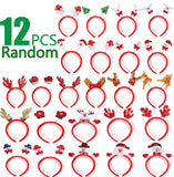 6/12PCS Random Christmas Headbands Party Favors Xmas Party Headband Favors Christmas Hat Hairpin for Holiday Classroom Supplies