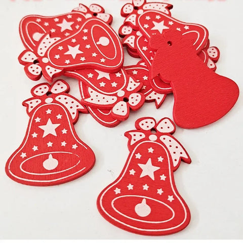 10Pcs 5cm Wooden Christmas Tree Hanging Pendants Chirstmas Ornament DIY Wooden Hanging Pendants Kids Toys Holiday Hanging Decor