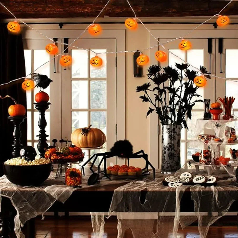 Halloween LED String Lights 10/20 Pumpkin Ghost Witch Shapes Battery Powered Fairy Lights for Indoor Outdoor Party Decorations