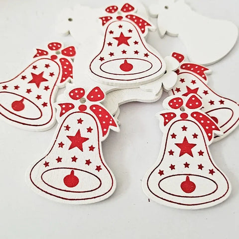 10Pcs 5cm Wooden Christmas Tree Hanging Pendants Chirstmas Ornament DIY Wooden Hanging Pendants Kids Toys Holiday Hanging Decor