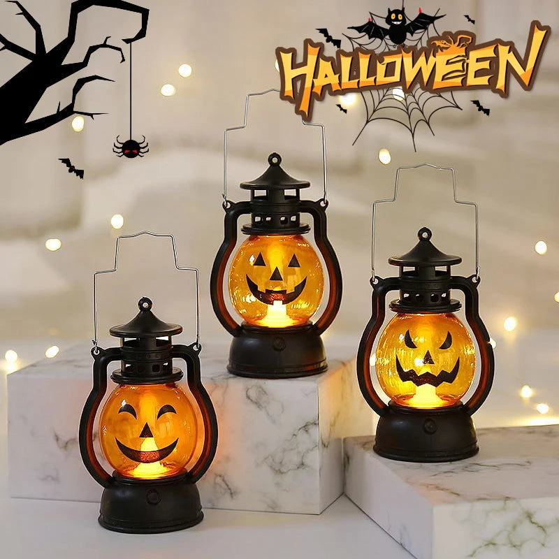 Cosplay Pumpkin Lights Decorative Kerosene Lanterns LED Handheld Lamp Pumpkin for Table Camping Garden Yard Party Home Decor
