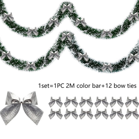 1/3sets 2M Christmas Snowflake Tinsel Garland Xmas Tree Hanging Decoration，for Christmas Themed Party DIY Decoration Supplies