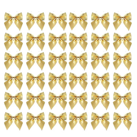 12/24/36pcs Christmas Bow Christmas Decoration For Home Gold Red Bowknot Xmas Tree Ornaments New Year 2025 Navidad Supplies