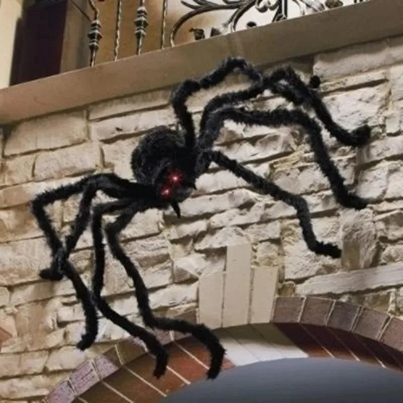 Halloween Big Plush Spider Horror Halloween Decoration Party Prop Outdoor Giant Spider Decor 30-200cm Chamber Prank Black Spider