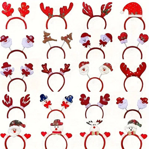 6/12PCS Random Christmas Headbands Party Favors Xmas Party Headband Favors Christmas Hat Hairpin for Holiday Classroom Supplies